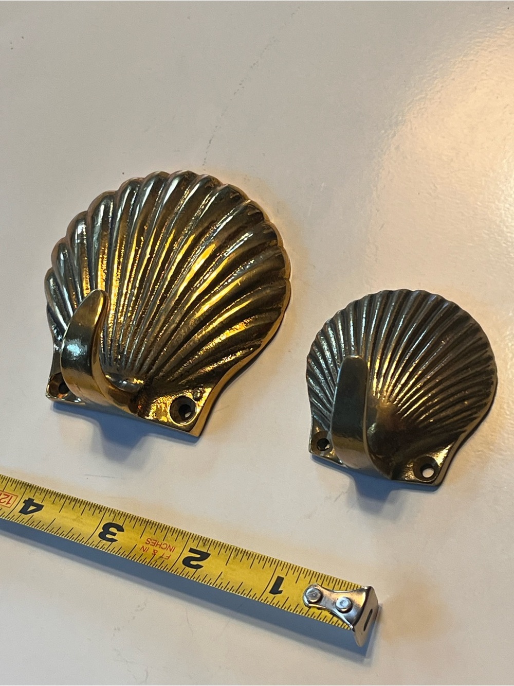 Vintage brass Shell Wall Hook - Gold Shell-Shaped Hangers set of two